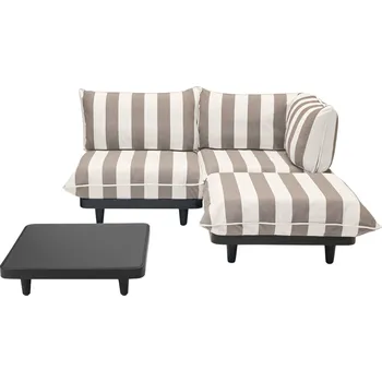 Sedací souprava Fatboy, Rohová sedačka pravá Paletti s pruhy se stolkem béžovo-krémový 4 díly - Formadore