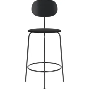 Barová židle Audo Copenhagen, Barová židle s opěradlem Afteroom Plus zádová opěrka černý dub kožený sedák 97 cm černá - Formadore