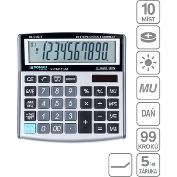 Set školních potřeb DONAU TECH kancelářská kalkulačka DONAU TECH 4101, 10místná, stříbrná