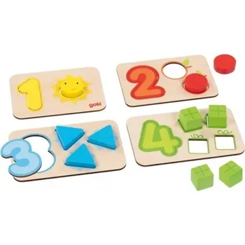 Puzzle Dřevěná vkládačka s tvary a čísly