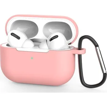 Příslušenství pro sluchátka Silikonové měkké pouzdro na AirPods Pro s karabinkou na klíče, růžové (pouzdro D)