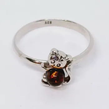 Prsten Prsten Malinká kočička s jantarovým bříškem (prsten)