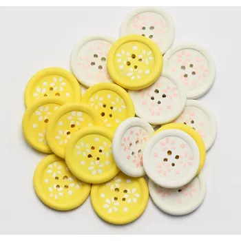 Knoflík Dřevěný knoflík dekorační - bílý vel.1