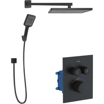 Vodovodní baterie kielle Arkas I Sprchový set s termostatickou baterií pod omítku, pro 2 spotřebiče, s příslušenstvím a tělesem, matná černá
