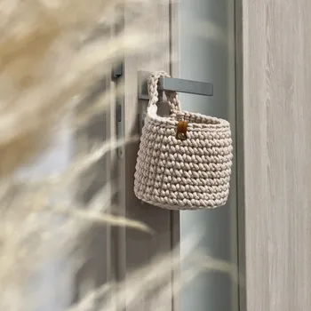 Úložný box Háčkov Kulatý závěsný háčkovaný košík Barva: Světle šedá