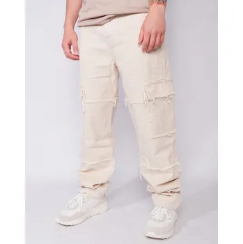 Pánské kalhoty Kalhoty Karl Kani - Og Fringed Baggy Cargo Pants - White velikost M
