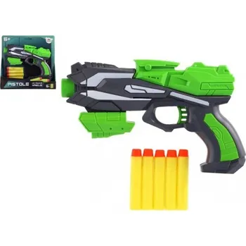 plyšák Pistole na pěnové náboje zelená 20 x 14 cm, plast + 5 ks nábojů