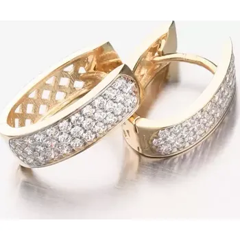 Náušnice Dámské náušnice žluté zlato 585 zirkon oválné PKL12-021