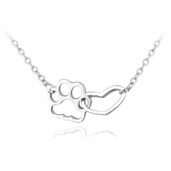 Náhrdelník Moonlit Stříbrný náhrdelník s tlapkou a srdcem