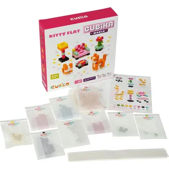 plyšák CUBIKA 15313 Pixel "Pokojík s kočičkou" - dřevěná 3D stavebnice 200 kostiček