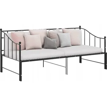 Postel VidaXL Pohovka s výsuvným rámem postele, černá, kovová, 90x200 cm