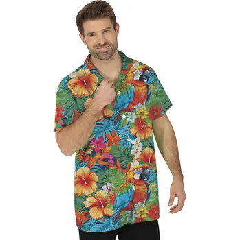 Karnevalový kostým GuircaPánská havajská košile s papouškem a květinami Velikost: M 48-50