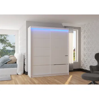 Šatní skříň ADRK Šatní skříň posuvná s LED osvětlením SPECTRA W 180 L, bílá