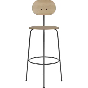 Barová židle Audo Copenhagen, Barová židle s opěradlem Afteroom Plus zádová opěrka světlý dub kožený sedák 107,5 cm béžová - Formadore