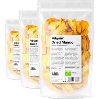Sušené ovoce Vilgain Mango sušené BIO – 3× 250 g