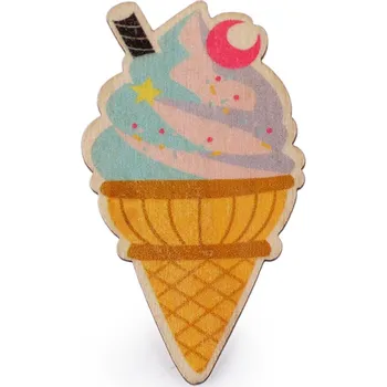 Brož Výprodej - Dřevěná brož zmrzlina Varianta: 12 multikolor zmrzlina, Balení: 1 ks