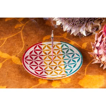 Vonná tyčinka Mani Bhadra Mani Bhadra Stojánek na vonné tyčinky Flower of life mastek, Ø 10 cm