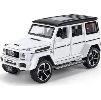 autíčko Mercedes G63 kovový model hračka na baterie světla zvuk 1:32 Bílá