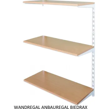 regál Biedrax Nástěnný regál přídavný 20 x 80 x 100 cm, bílý - 3 police buk