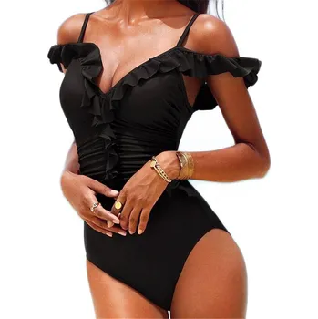 Dámské plavky SNM jednodílné plavky černé barvy, velikost L