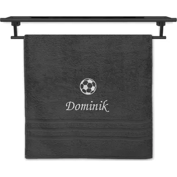 Ručník Ručník se jménem NA PŘÁNÍ tmavě šedý 50x100 Fotbalový míč