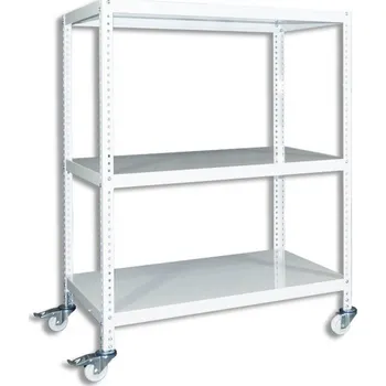Dílenský regál Biedrax Pojízdný regál s kolečky Biedrax, bílý - 45 x 130 x 110 cm, 3 police