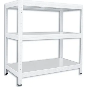 regál Kovový regál do domácnosti Biedrax 35 x 120 x 120 cm, bílý - 3 police pozink