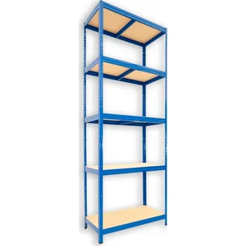 Dílenský regál Kovový regál do skladu Biedrax 50 x 90 x 210 cm, modrý - 5 polic MDF