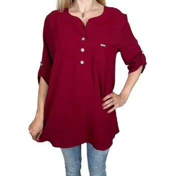 Figo Dámská halenka s dlouhým rukávem DANA Barva: Vínová, Velikost: L