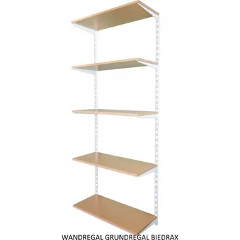 regál Biedrax Nástěnný regál základní 40 x 80 x 200 cm, bílý - 5 polic buk