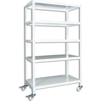 Biedrax Pojízdný vozík Biedrax, šroubovaný 40 x 130 x 160 cm, 5 polic - bílý