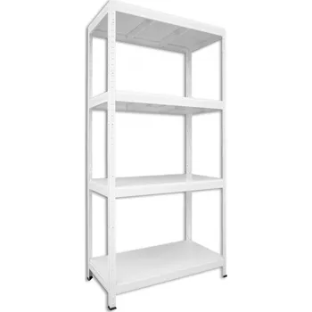 Dílenský regál Kovový regál do sklepa Biedrax 50 x 120 x 180 cm, bílý - 4 police bílé lamino 12mm