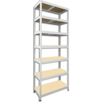 Dílenský regál Kovový regál policový Biedrax 60 x 75 x 210 cm, bílý - 7 polic MDF