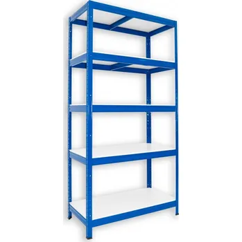 Dílenský regál Kovový regál policový Biedrax 60 x 60 x 180 cm, modrý - 5 polic bílé lamino 12mm