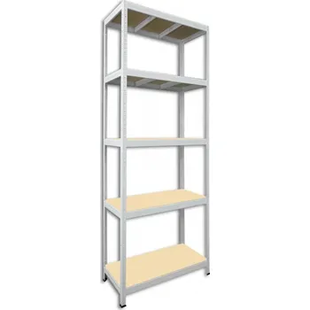 regál Kovový regál do domácnosti Biedrax 60 x 90 x 240 cm, bílý - 5 polic MDF, 300 kg