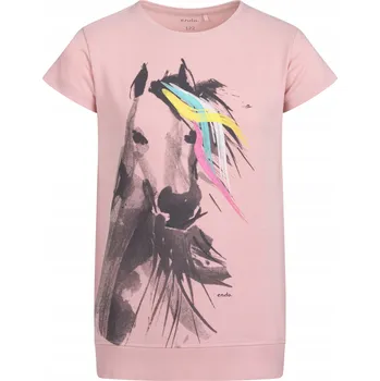 Dívčí tričko Dívčí tunika/halenka bavlněná růžová velikost 128 s koněm Endo