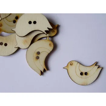 Knoflík Dřevěný knoflík výřez - ptáček