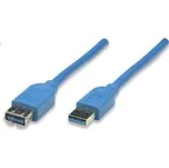 MANHATTAN Kabel USB 3.0 A-A prodlužovací 2m, modrý 322379