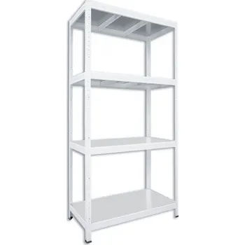regál Kovový regál do domácnosti Biedrax 35 x 120 x 180 cm, bílý - 4 police pozink