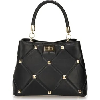 Kabelka Vera Pelle IT Italská čená kožená kabelka se zlatými doplňky