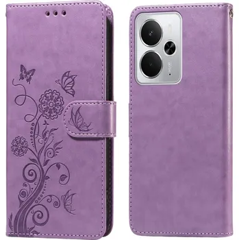 Pouzdro na mobilní telefon Flowery knížkové pouzdro na Realme 14 5G - fialové