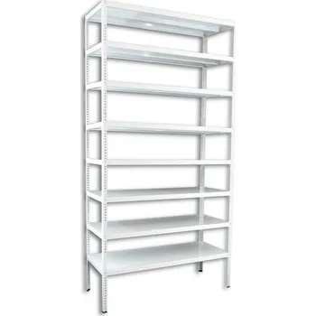 Dílenský regál Biedrax Šroubovaný regál do technické místnosti Biedrax, bílý - 60 x 130 x 300 cm, 8 polic