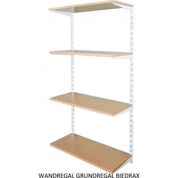 regál Biedrax Nástěnný regál základní 40 x 80 x 150 cm, bílý - 4 police buk