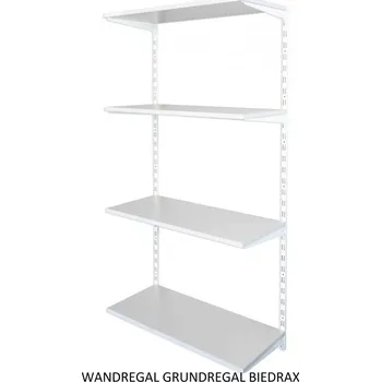 regál Biedrax Nástěnný regál základní 30 x 80 x 150 cm, bílý - 4 police šedá