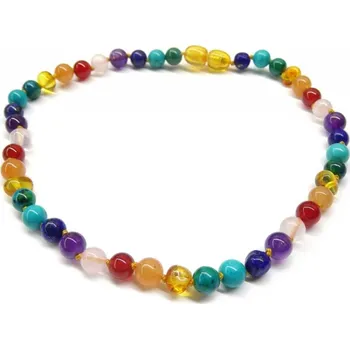 Náhrdelník Jantarové čakrové korálky barevné Lidue - 45 cm