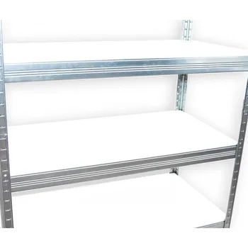 Dílenský regál Kovový regál bezšroubový Biedrax 50 x 90 x 120 cm, pozinkovaný - 4 police bílé lamino 12mm, 300 kg
