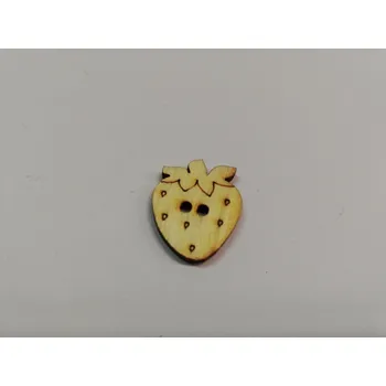 Knoflík Dřevěný knoflík výřez - jahůdka