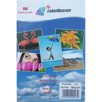 Fotopapír Fotografický papír 10x15cm, 180g, m2, lesklý, 100 listů, jedn.tisk Profi, Label Heaven (Fotopapír LabelHeaven 100x150 mm, 180g/m2, 100 listů, lesklý jedn, Profi)