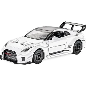 autíčko Nissan GTR-CSR2 kovový model hračka na baterie světla zvuk 1:32 Bílá