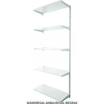 regál Biedrax Nástěnný regál přídavný 20 x 60 x 200 cm, stříbrný - 5 polic šedá